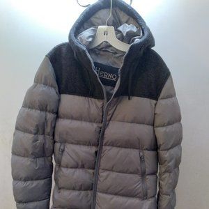 Herno Grey Mixed Media Jacket with Hood